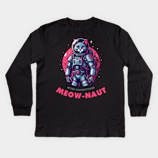 Meow-naut Star Adventures Kids Long Sleeve T-Shirt